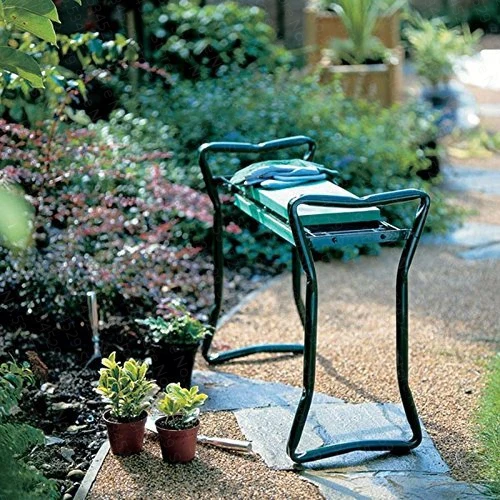 A multifunctional garden kneeler that can also be flipped over to serve as a comfortable seat