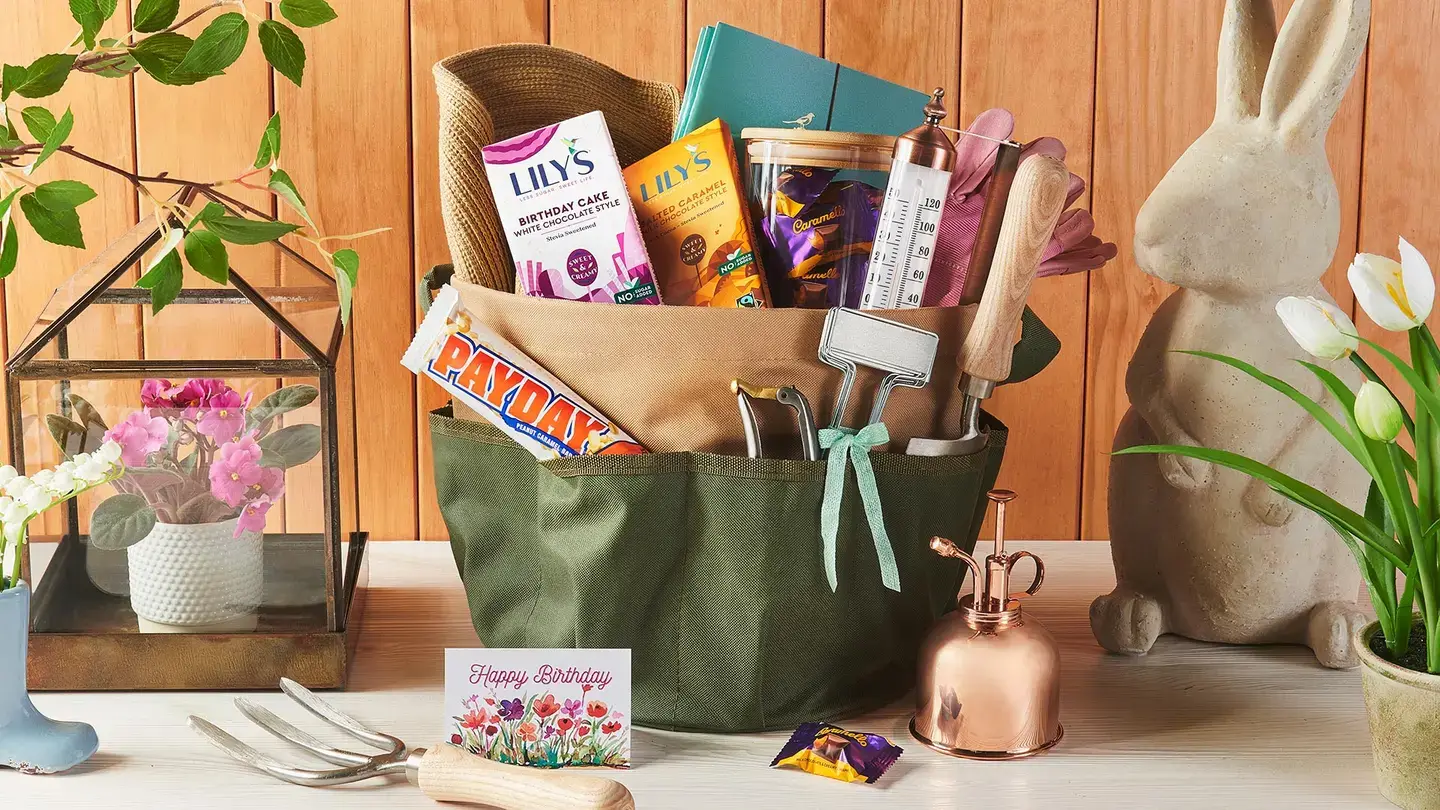 A seasonal gift basket tailored to the time of year, featuring items like bulbs or seeds for planting