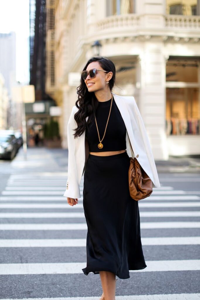 Crop Top and Long Skirt for Office Look 