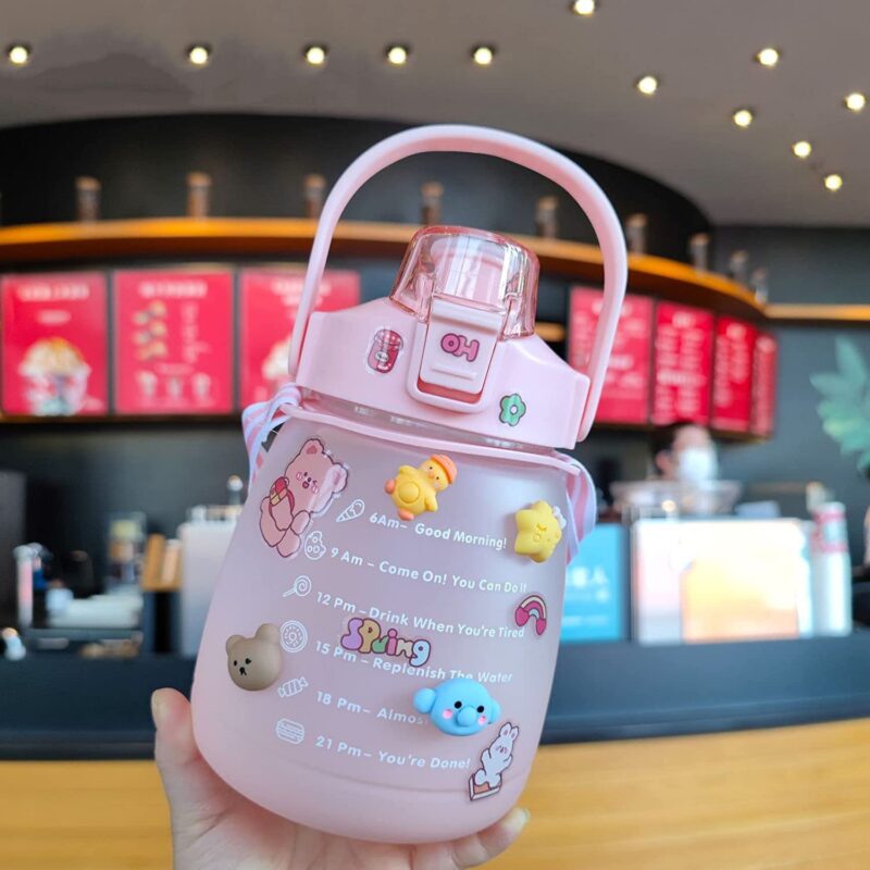 Adorable Pink Water Bottles with Times