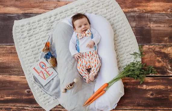 Carrot Pattern Easter Outfit for Baby Boy