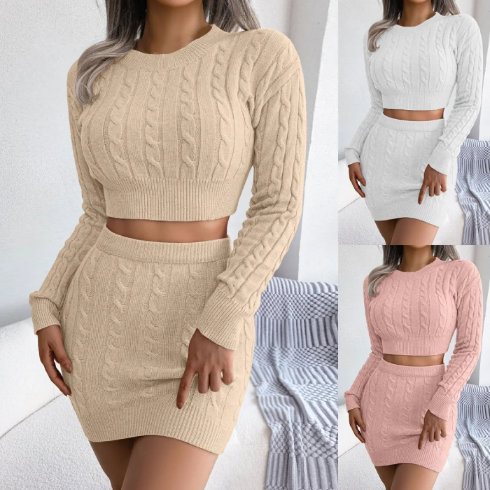 Knitted Skirts And Top Set