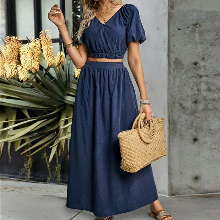 Casual Long Skirt And Top Set