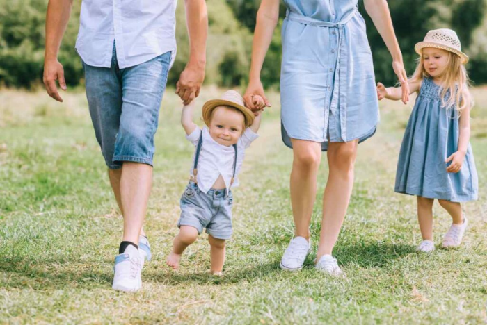 family denim-themed outfits easter