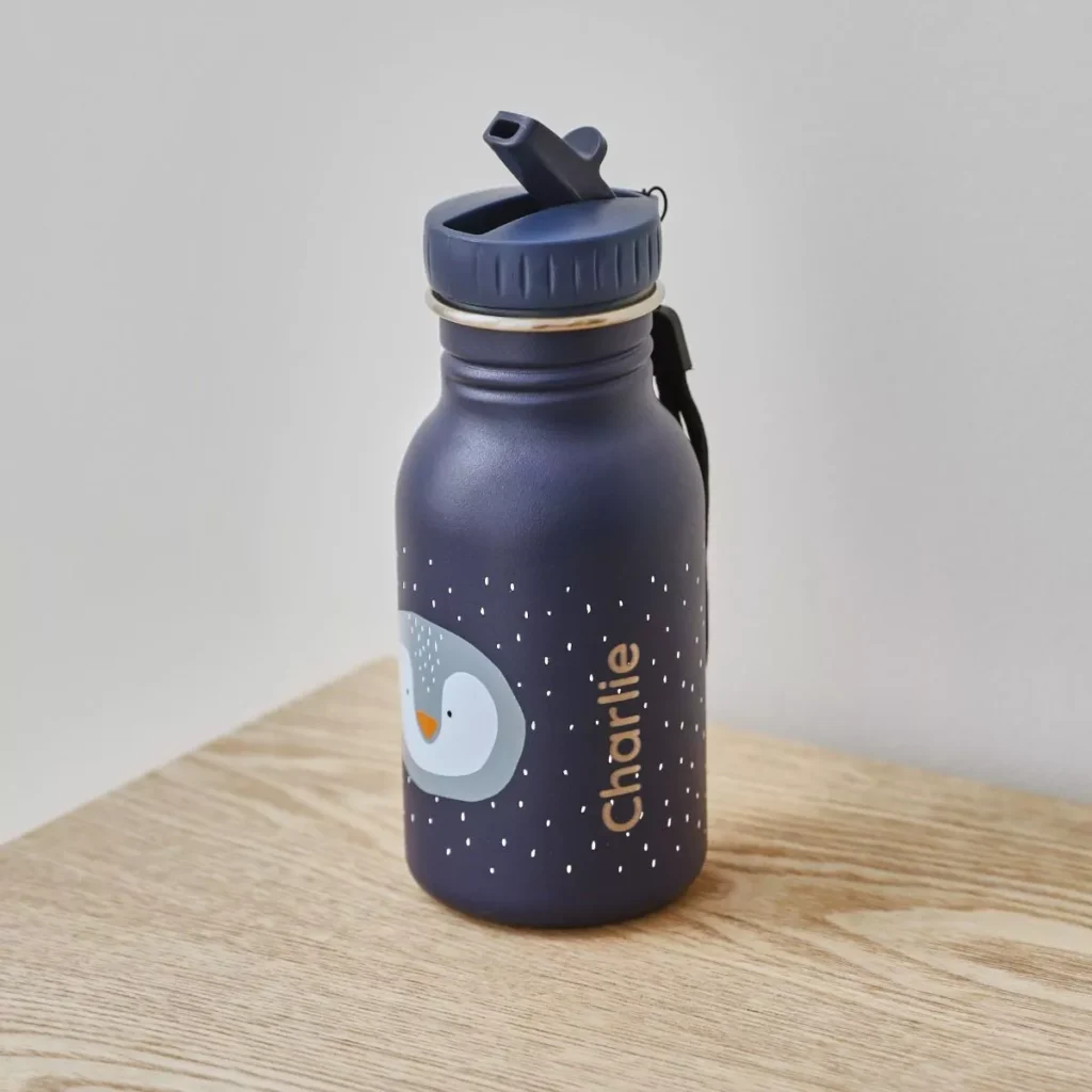 Cute Water Bottle With Small Printed Penguin