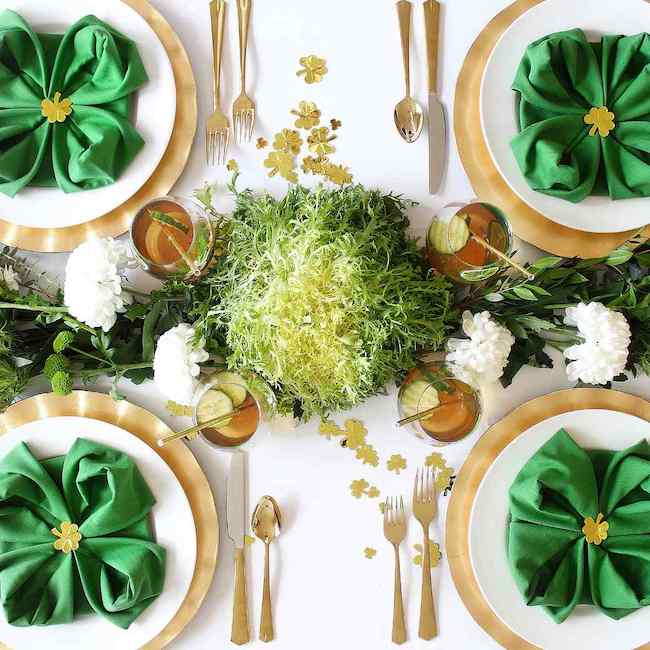 Golden Table Setting With Flatware Pieces