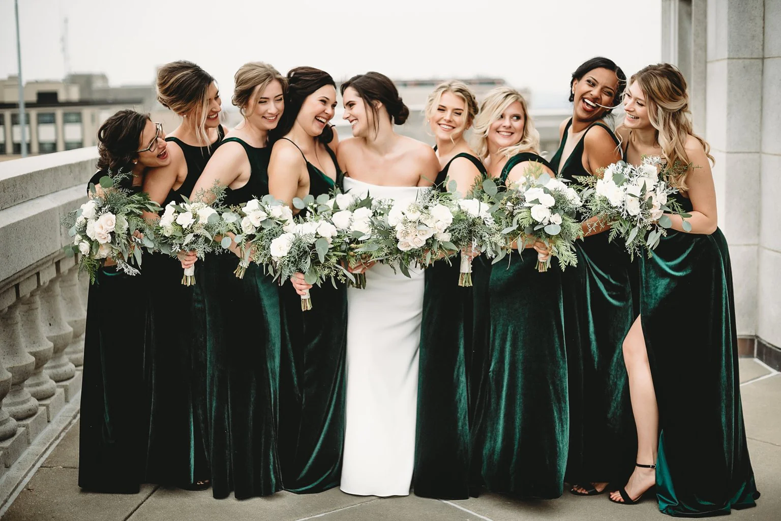 Winter Bridesmaid Dresses in Emerald Green 