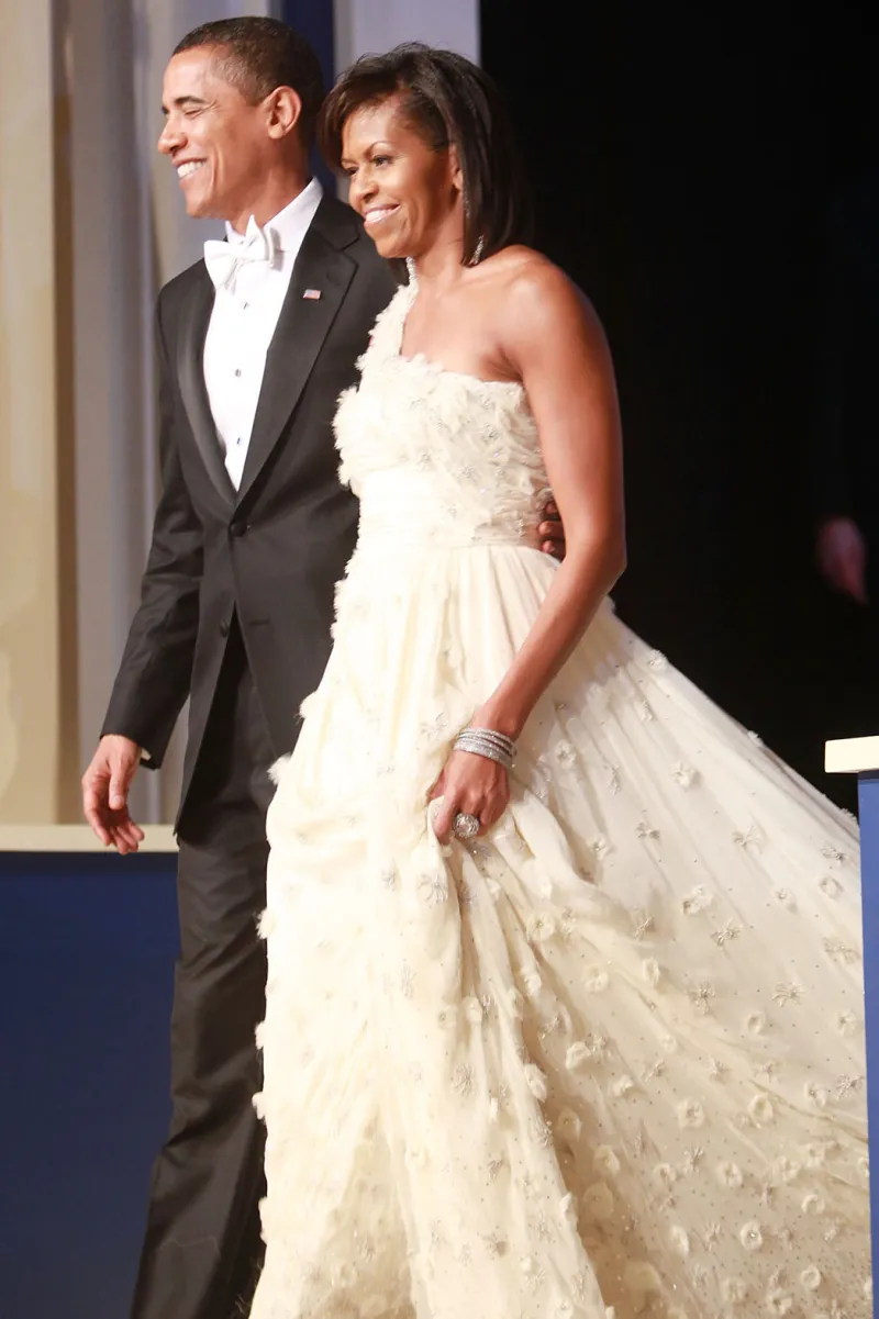 Michelle Obama's in her White Inaugural Gown