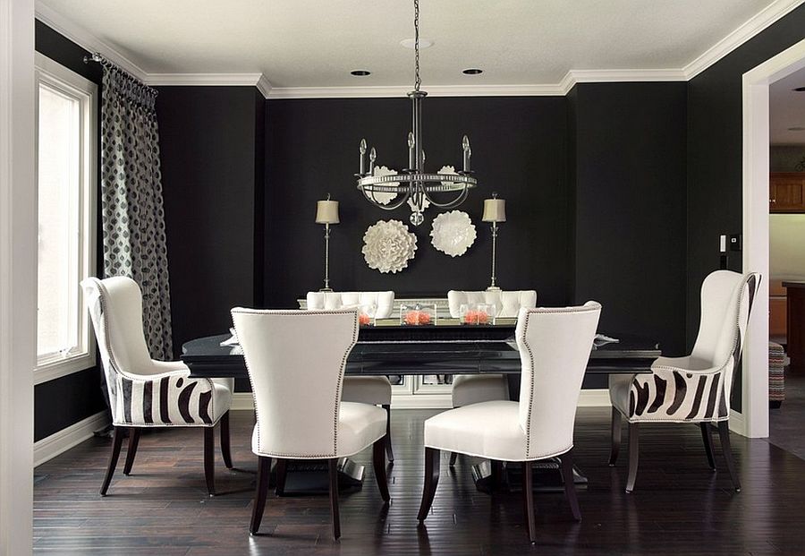 Modern Dining Room Black Accent Wall