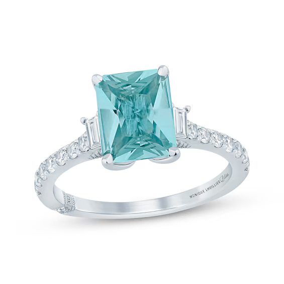 White Gold Emerald Cut Engagement Rings