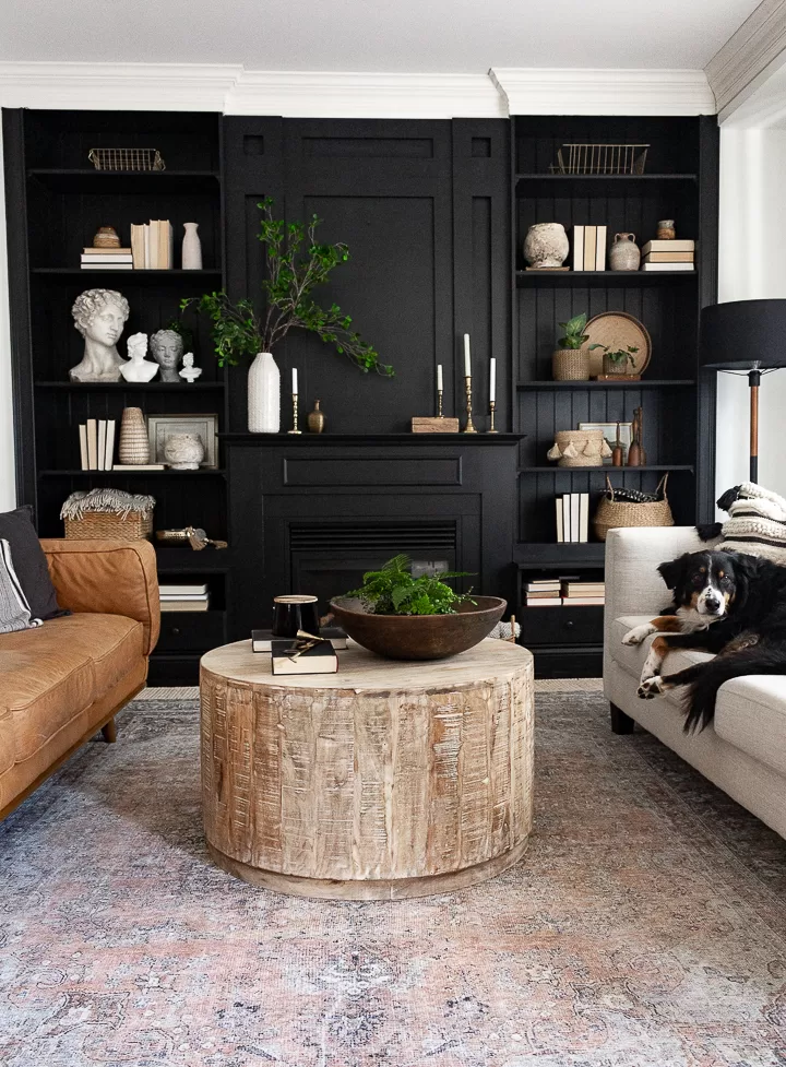 Black Wood Cabinets Built In Black Accent Wall