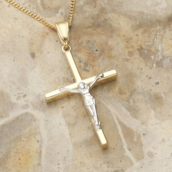 Yellow & White Gold Crucifix Cross Pendant