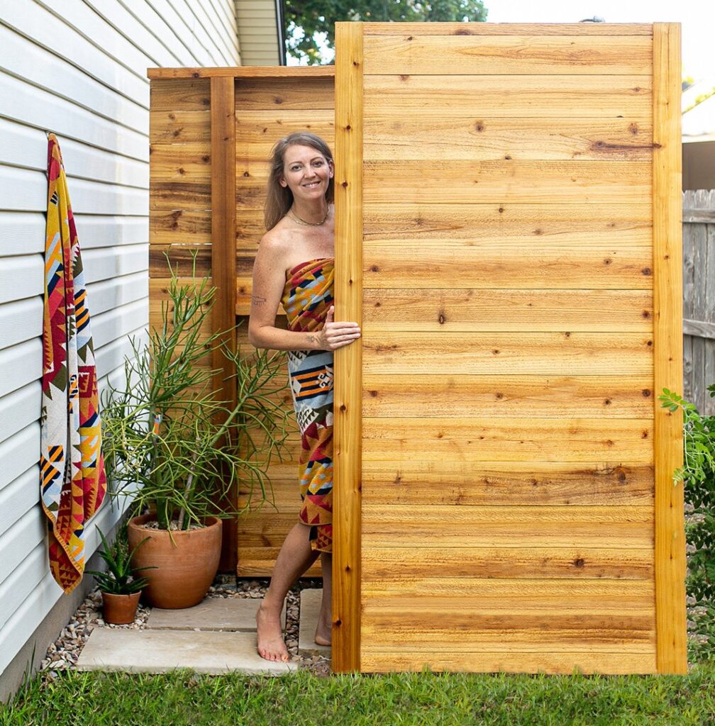 Outdoor Shower Design With Privacy Panels