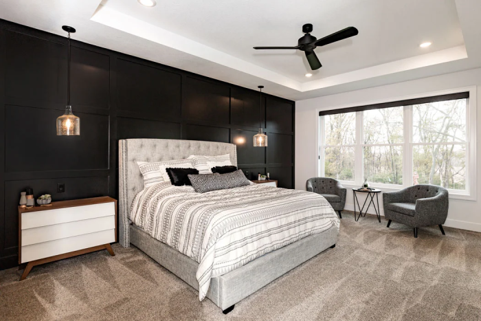 Black Wood Accent Wall Bedroom