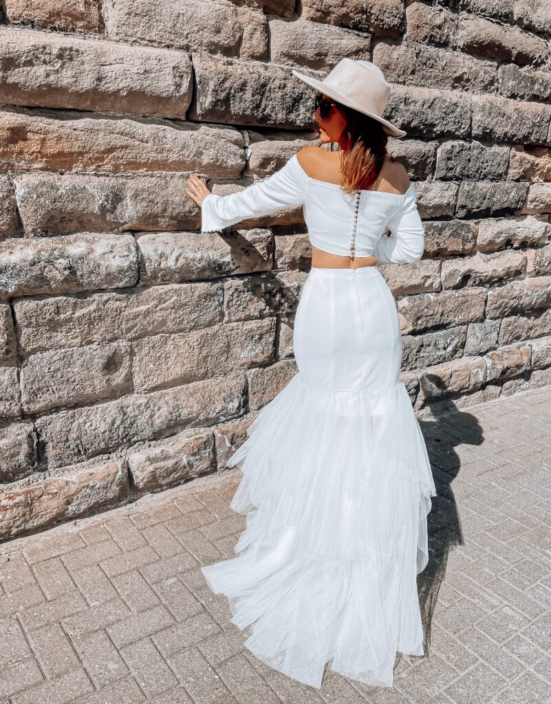 Boho Long Sleeve Two Piece Wedding Dress