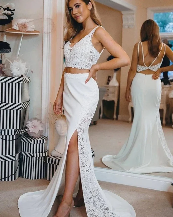 Two Piece Lace Mermaid Wedding Dress