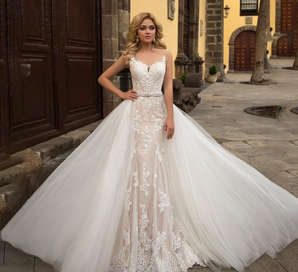 two piece wedding dress removable skirt