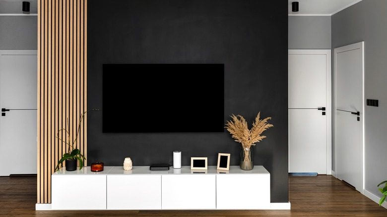 Black Accent Wall Behind TV