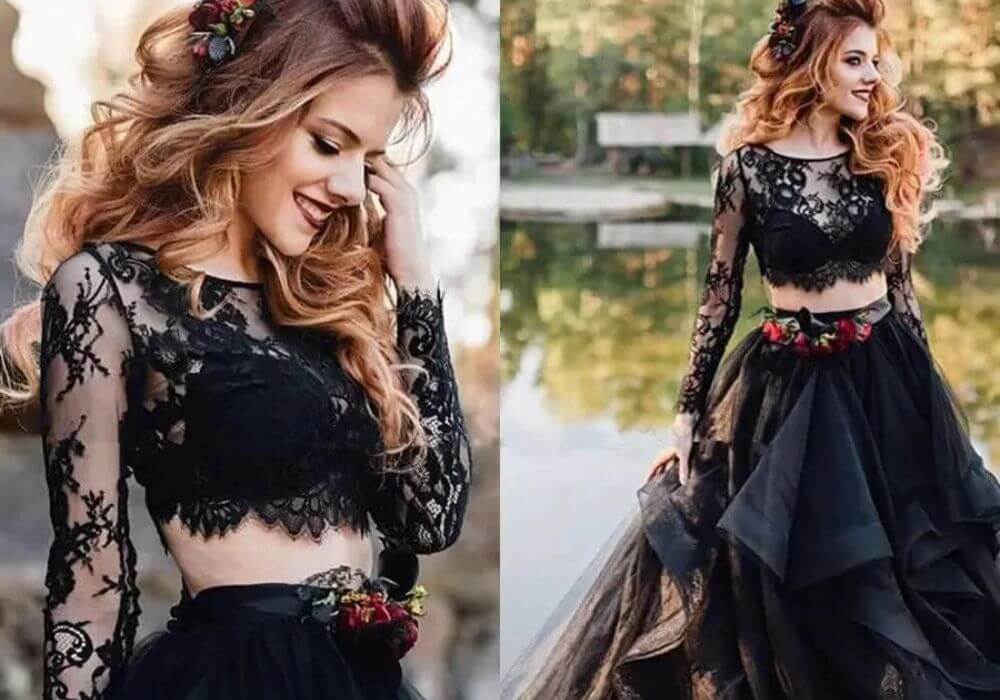 stunning-two-piece-black-wedding-dress