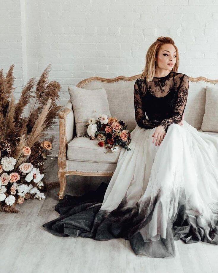 two-piece-black-and-white-wedding-dress