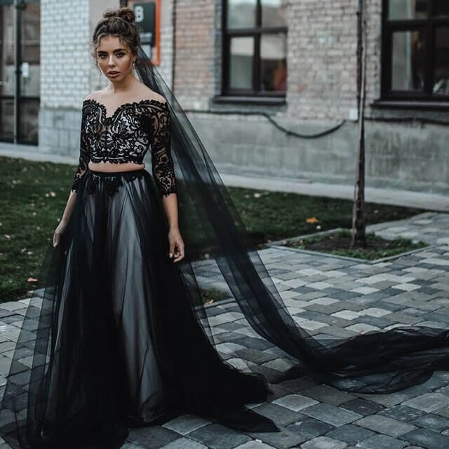 two-piece-black-wedding-dress-lace