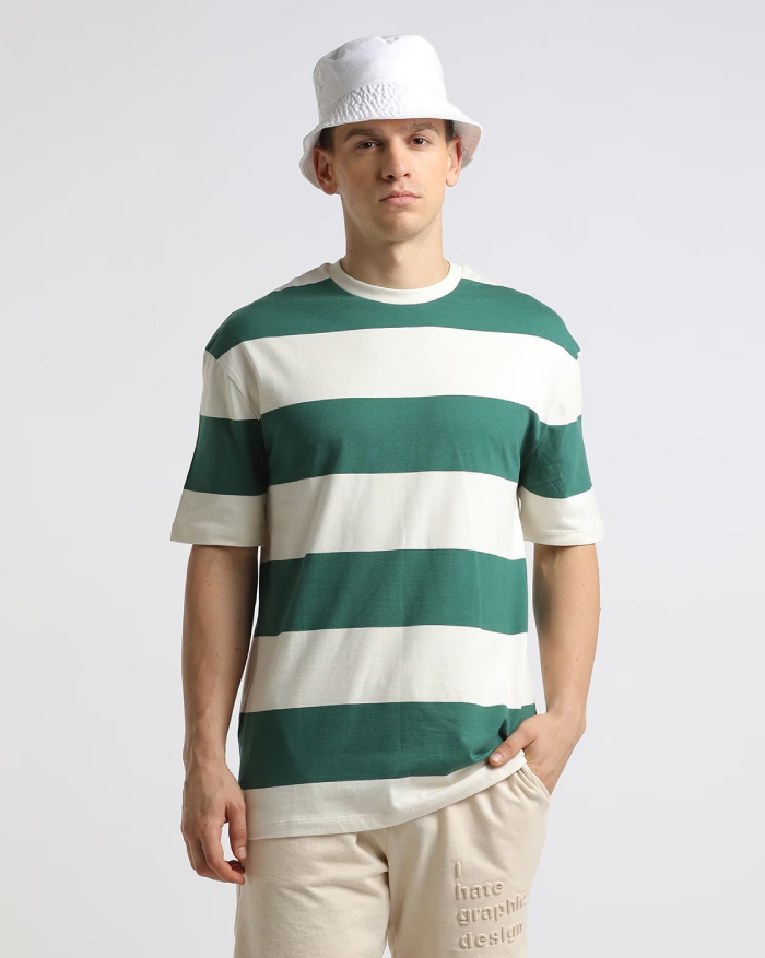 White And Green T Shirt Mens