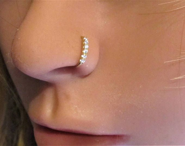 Gold Nose Ring Hoop With Diamond