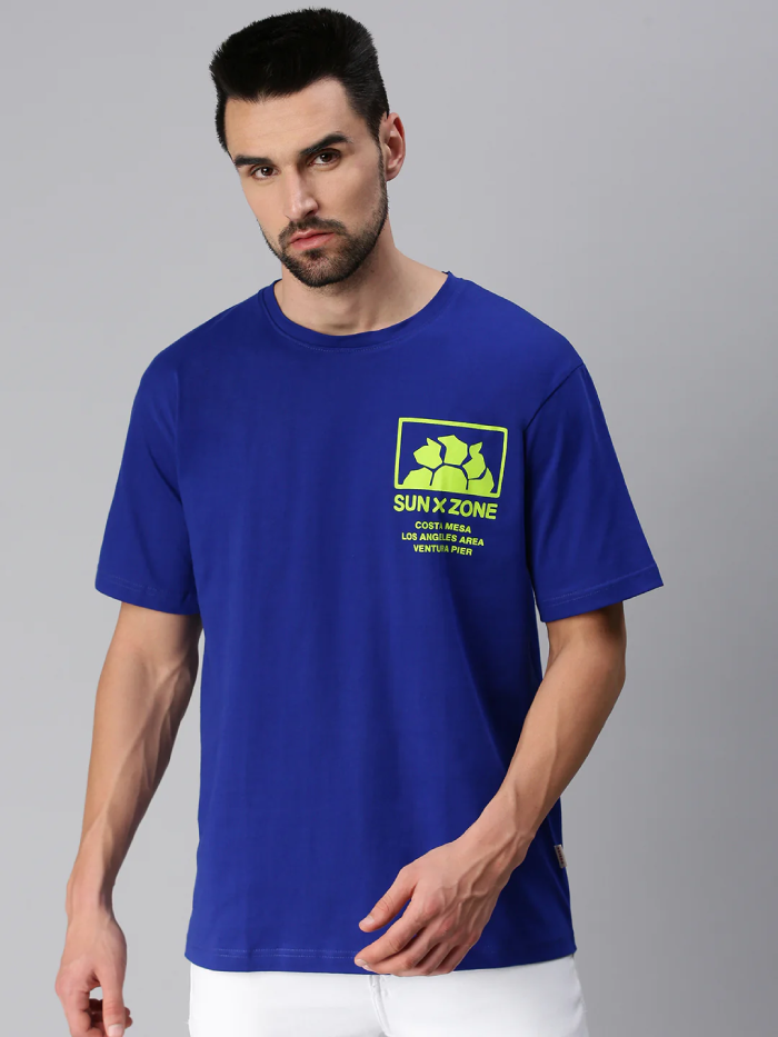 Oversize T Shirt Men Blue