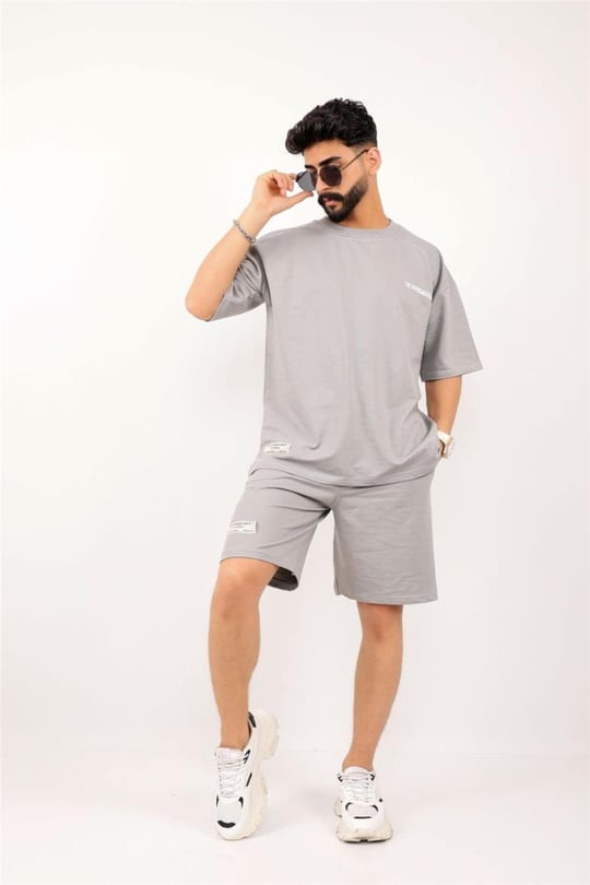 Simple Mens Cotton Shorts And T Shirt Set For Summer